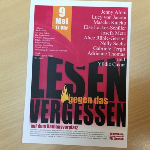 Plakat der Aktion „Lesen gegen das Vergessen 2018“